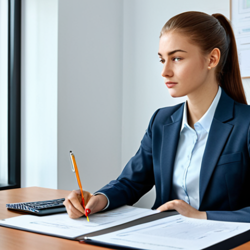 Home 6 **
A young professional, fully clothed in appropriate business attire, confidently sits at a desk in a bright, modern office. She is reviewing documents, showcasing her skills and dedication to her work. Safe for work, perfect anatomy, natural proportions, professional environment, modest clothing.
**